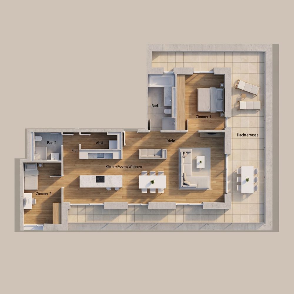 3D-Visualisierung Penthouse D.3.W1